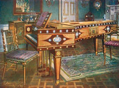 Late Eighteenth-Century Decorative Furniture. Satinwood and Mahogany Inlaid Pianoforte, with Wedgwood Plaques, Ormolu Mounts, Panel and Stars, Presented by Manuel Godoy to the Queen of Spain in 1796 by Edwin John Foley